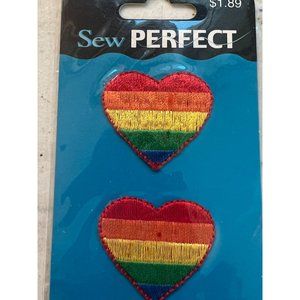 Sew Perfect Iron On Appliques Rainbow Heart  1 3/8"  NEW